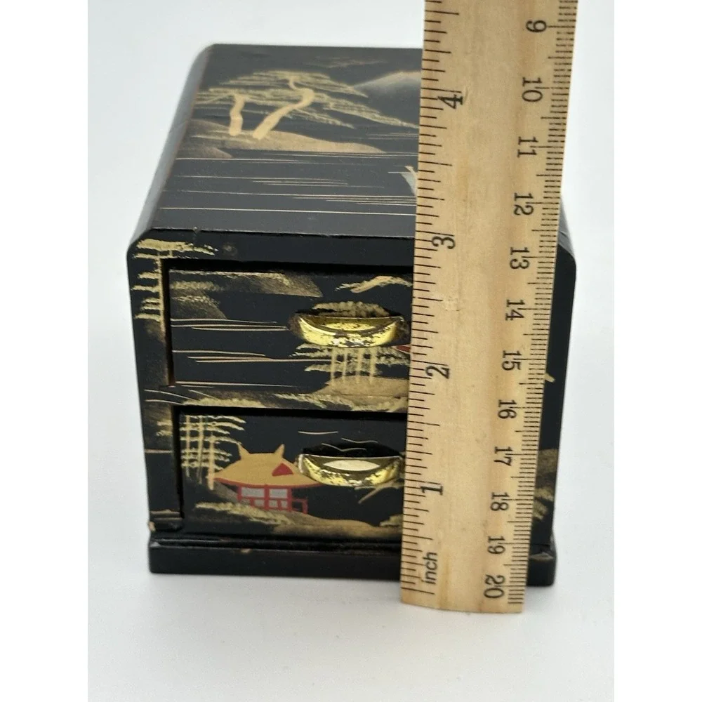 Antique Handpainted 2-drawer Box‎ Vintage Rare Japanese